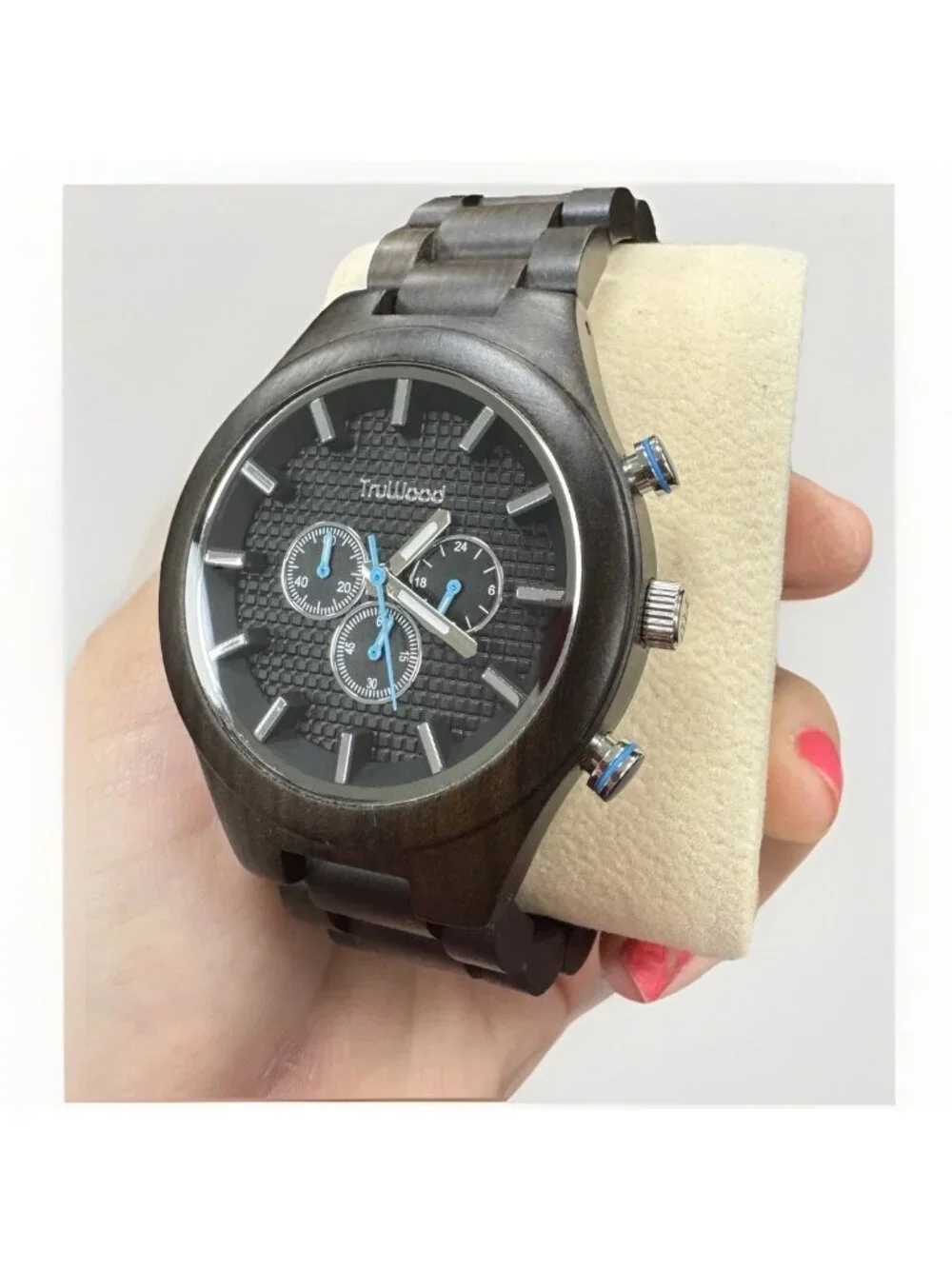 Truwood Chronograph Pilot Wrist Watch 100% Natural Black Sandalwood $259 NEW